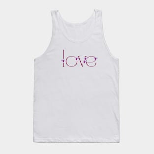 Light Pink and Purple Orchid Flower Decorated Word LOVE Tank Top